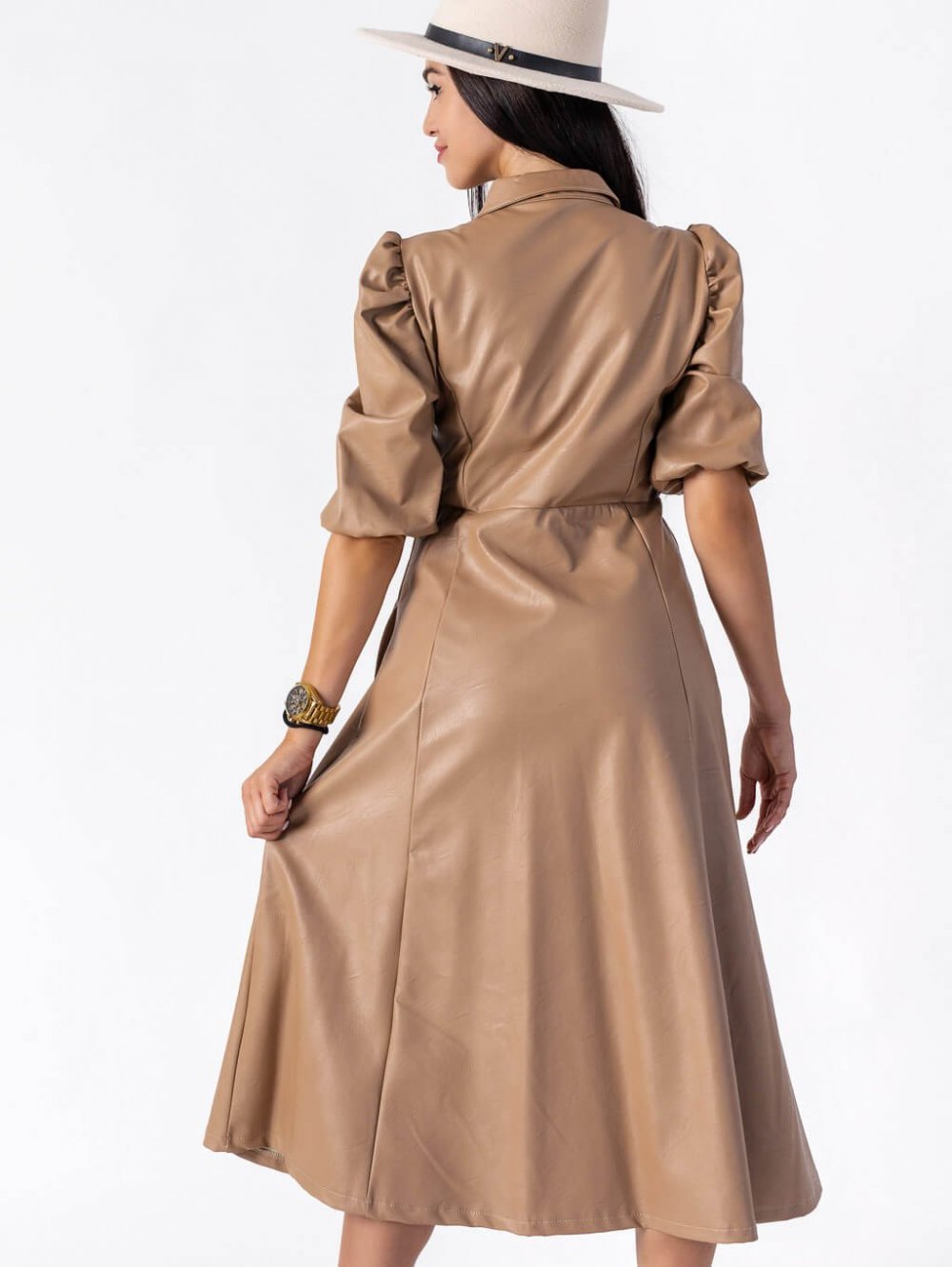 Hnedé kožené šaty Tammie