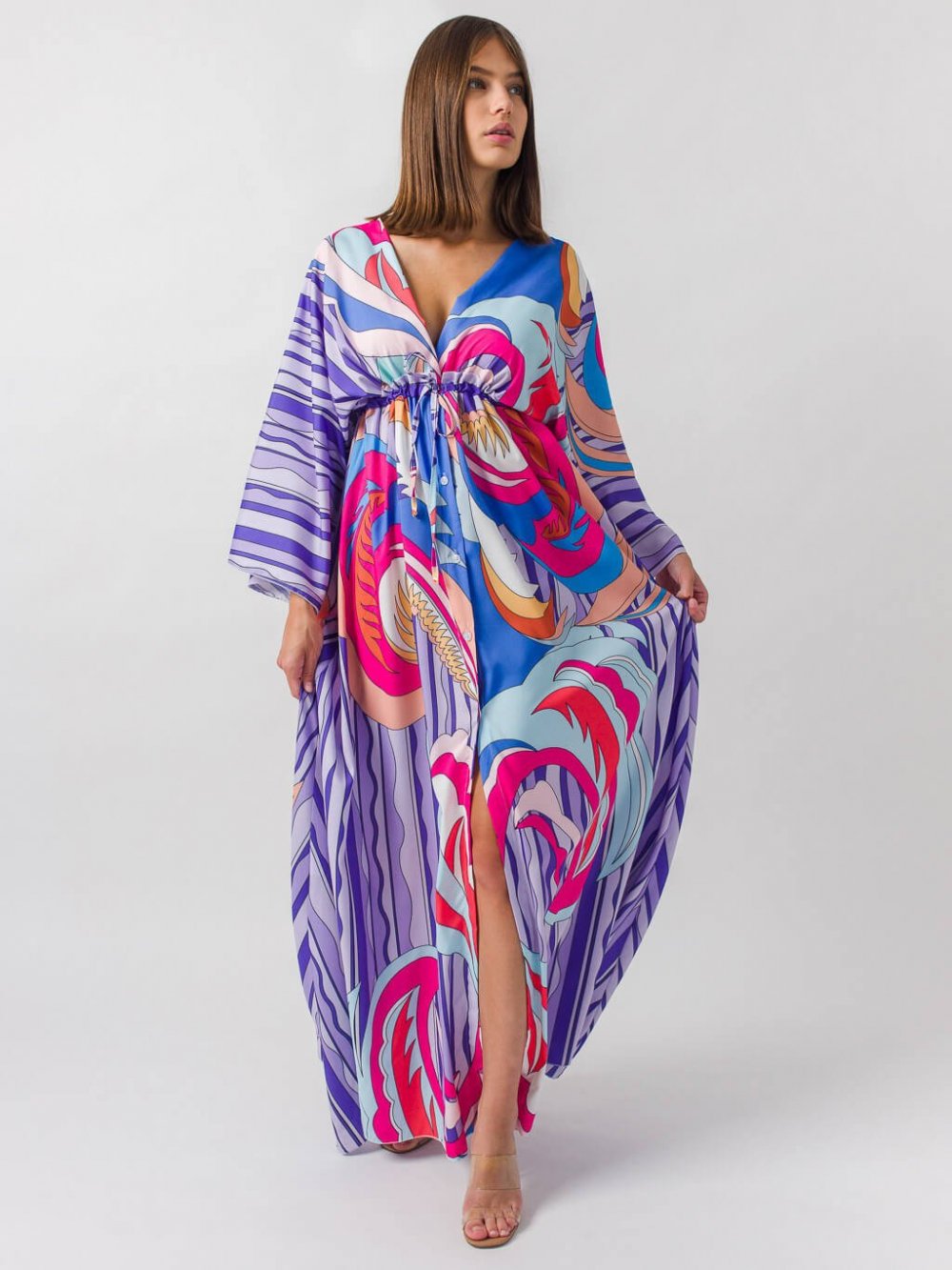 Fialové vzorované šaty Stefany