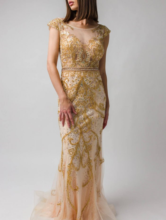 Gold sequined formal dress