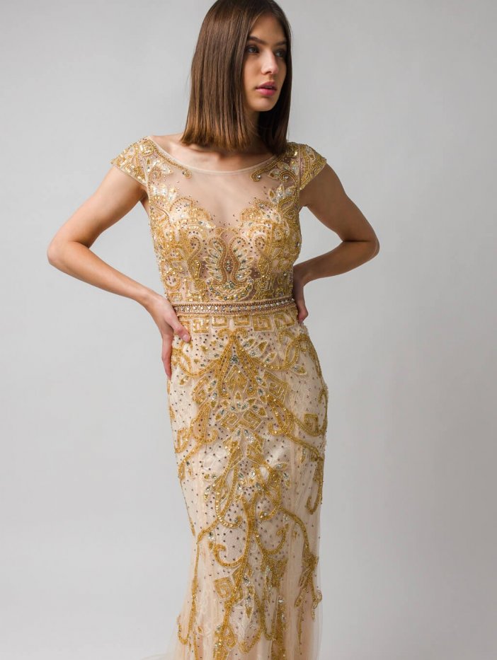 Zlaté flitrované společenské šaty