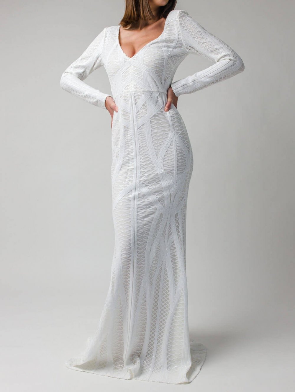 Biele dlhé spoločenské šaty Sinsay