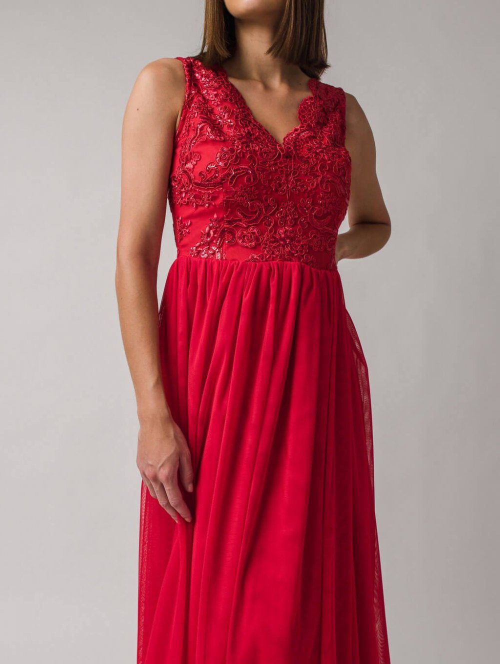 Červené dlhé spoločenské šaty Chiara