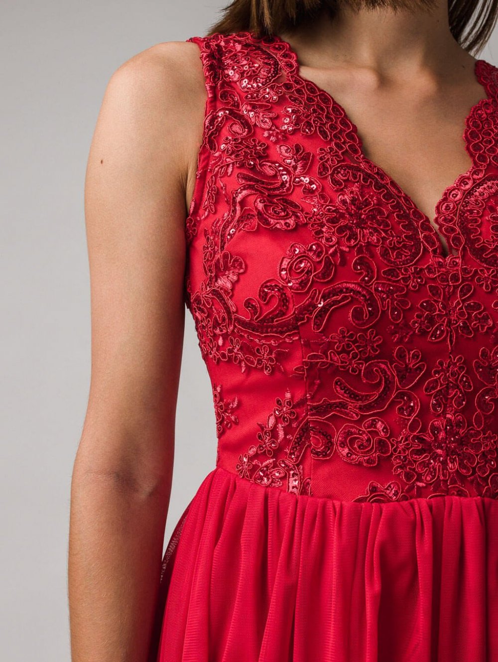 Červené dlhé spoločenské šaty Chiara