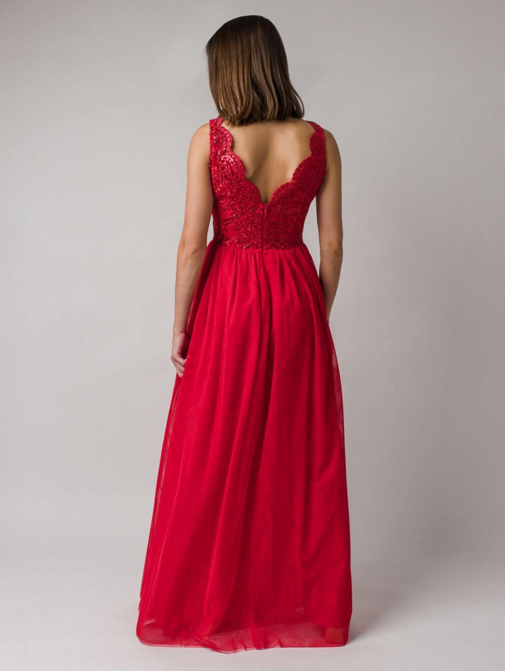 Červené dlouhé společenské šaty Chiara