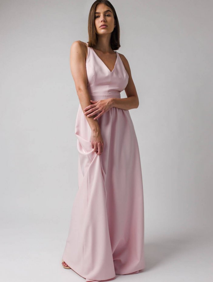 Ružové dlhé spoločenské šaty Megan