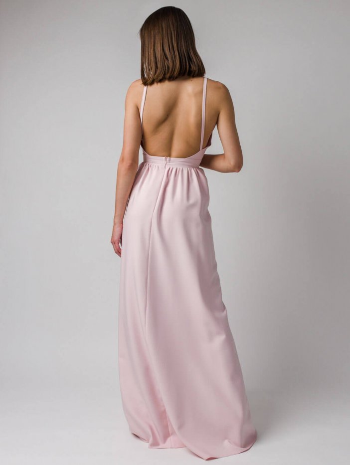 Růžové dlouhé společenské šaty Megan