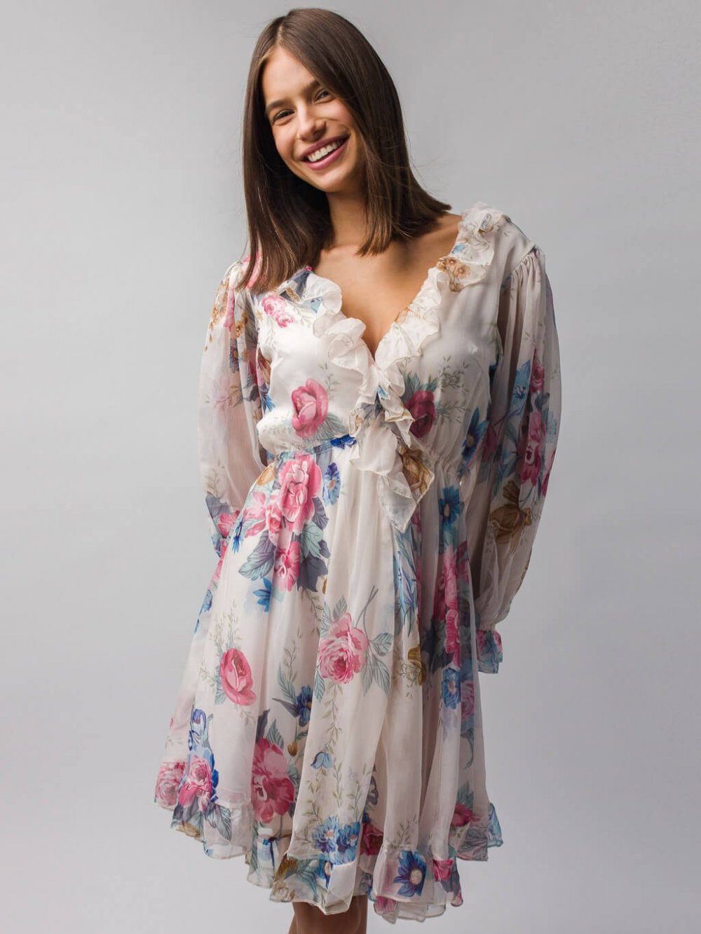 Béžové kvetované šaty Lillie