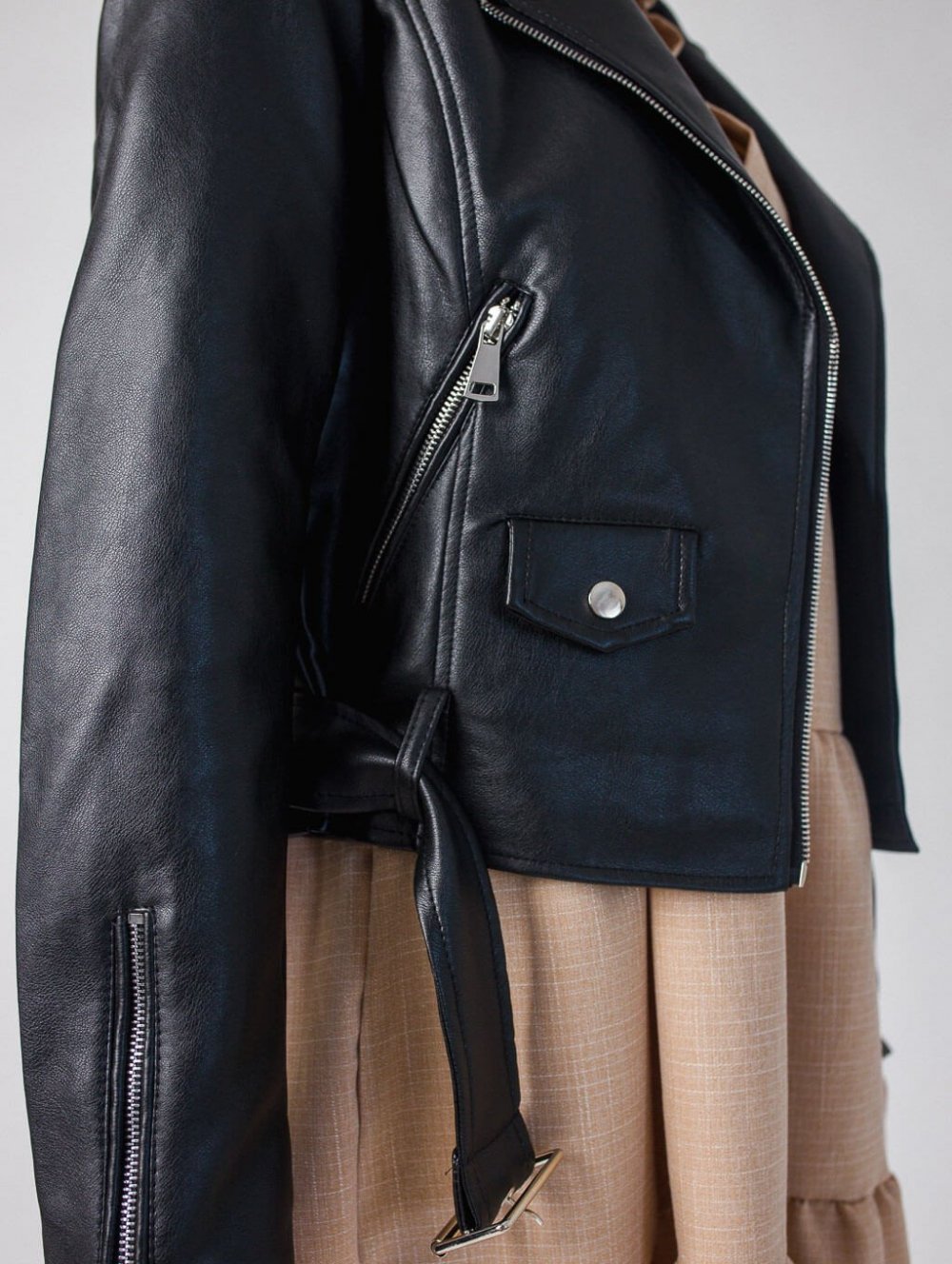 Čierna kožená bunda Jessamyn