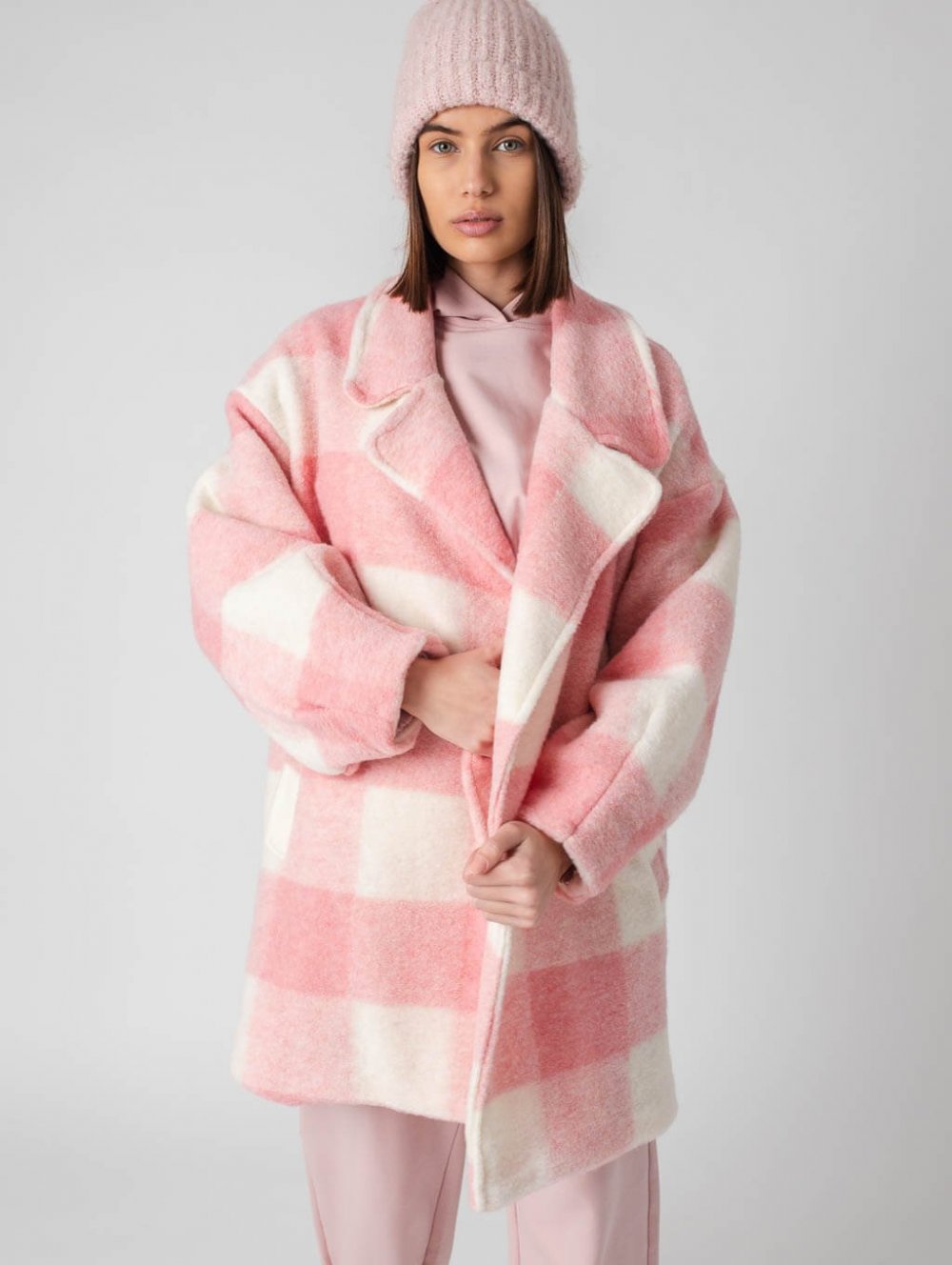 Růžovo-bílý kabát Spencer