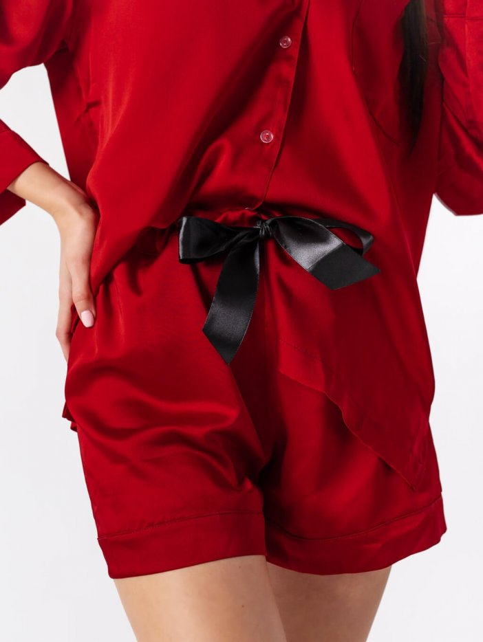 Červené saténové pyžamo Chantal
