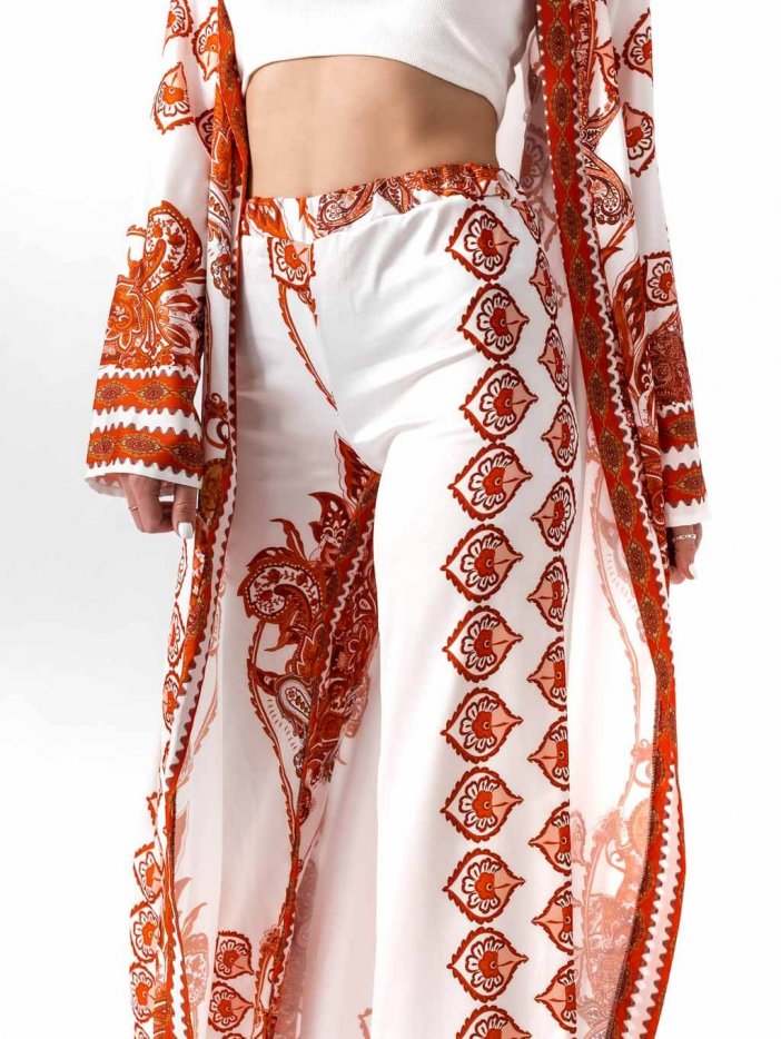 Oranžovo-bílý kimonový komplet Tiffany