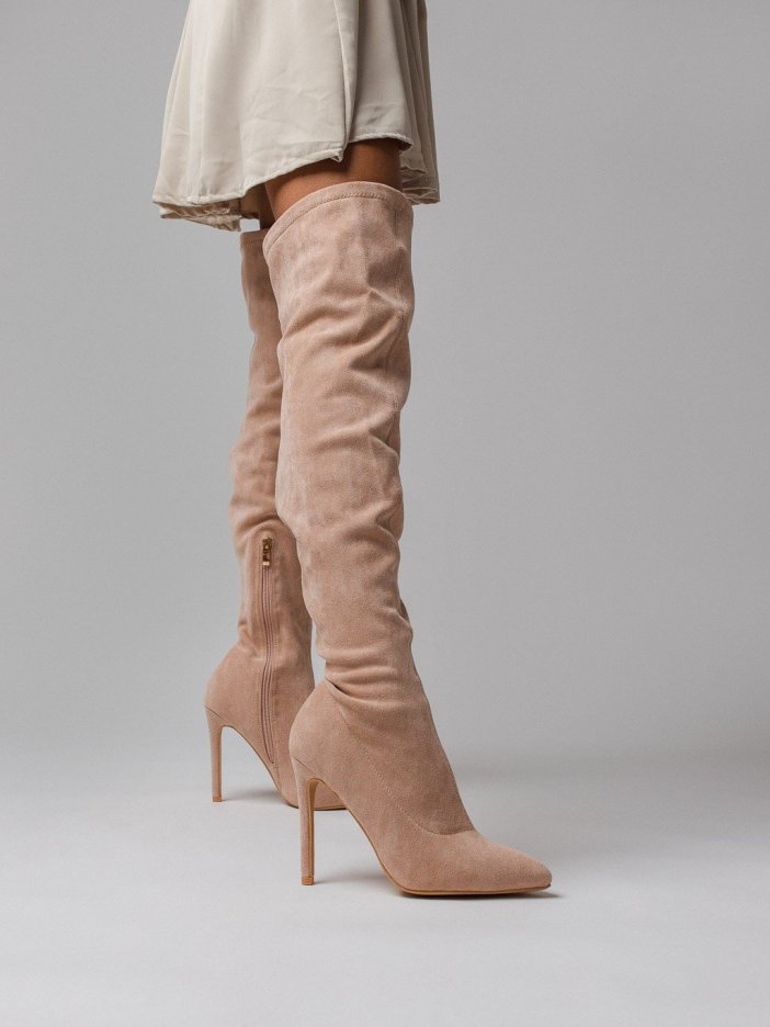 Pink over-knee heeled boots Adriel
