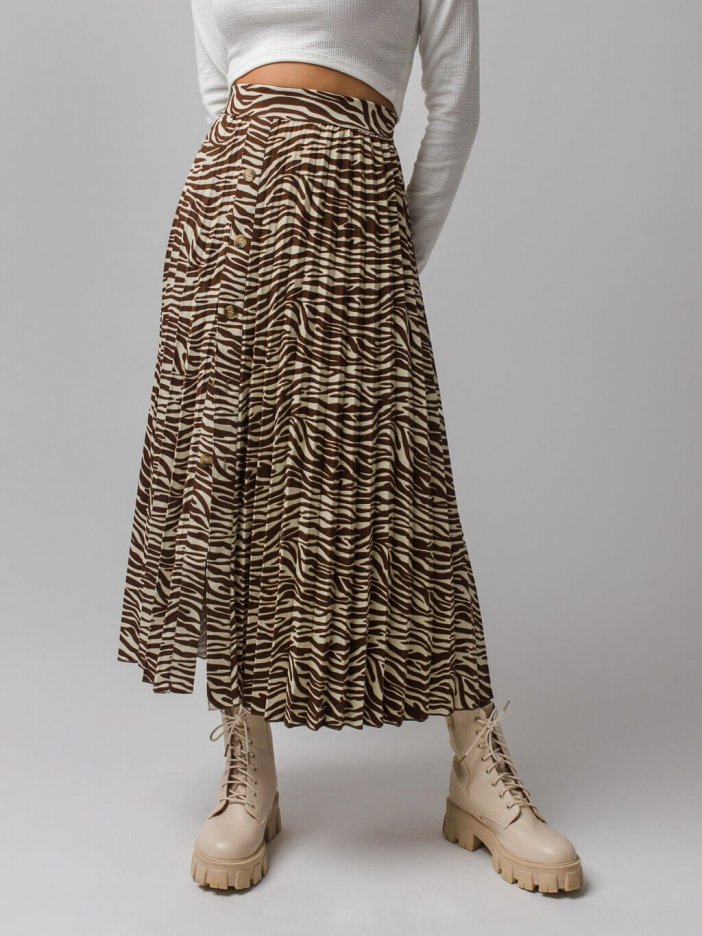 Brown zebra print skirt Renna