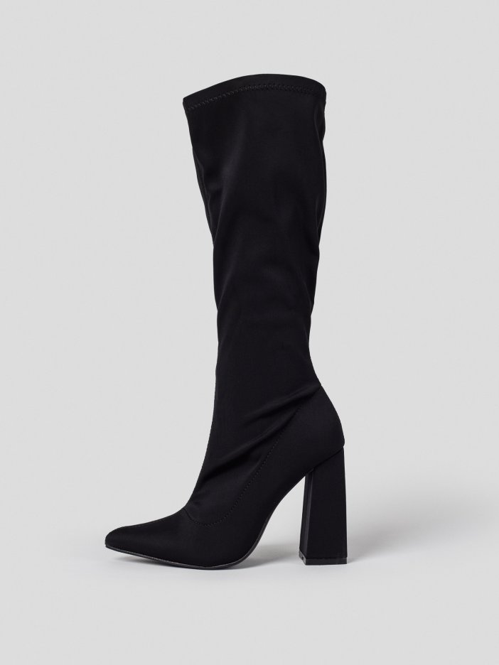 Black knee heeled boots Blakey