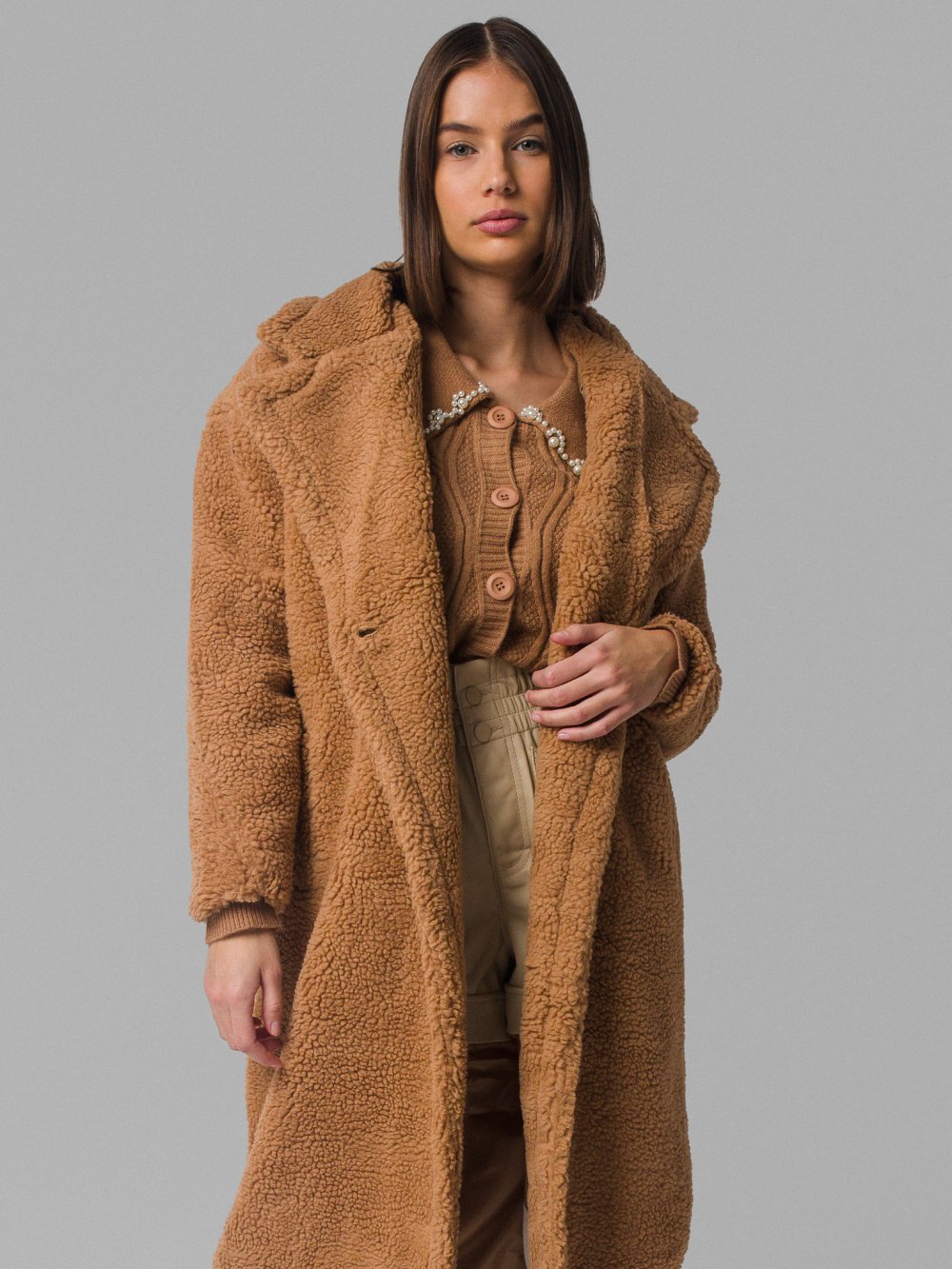 Hnedý teddy kabát Benson