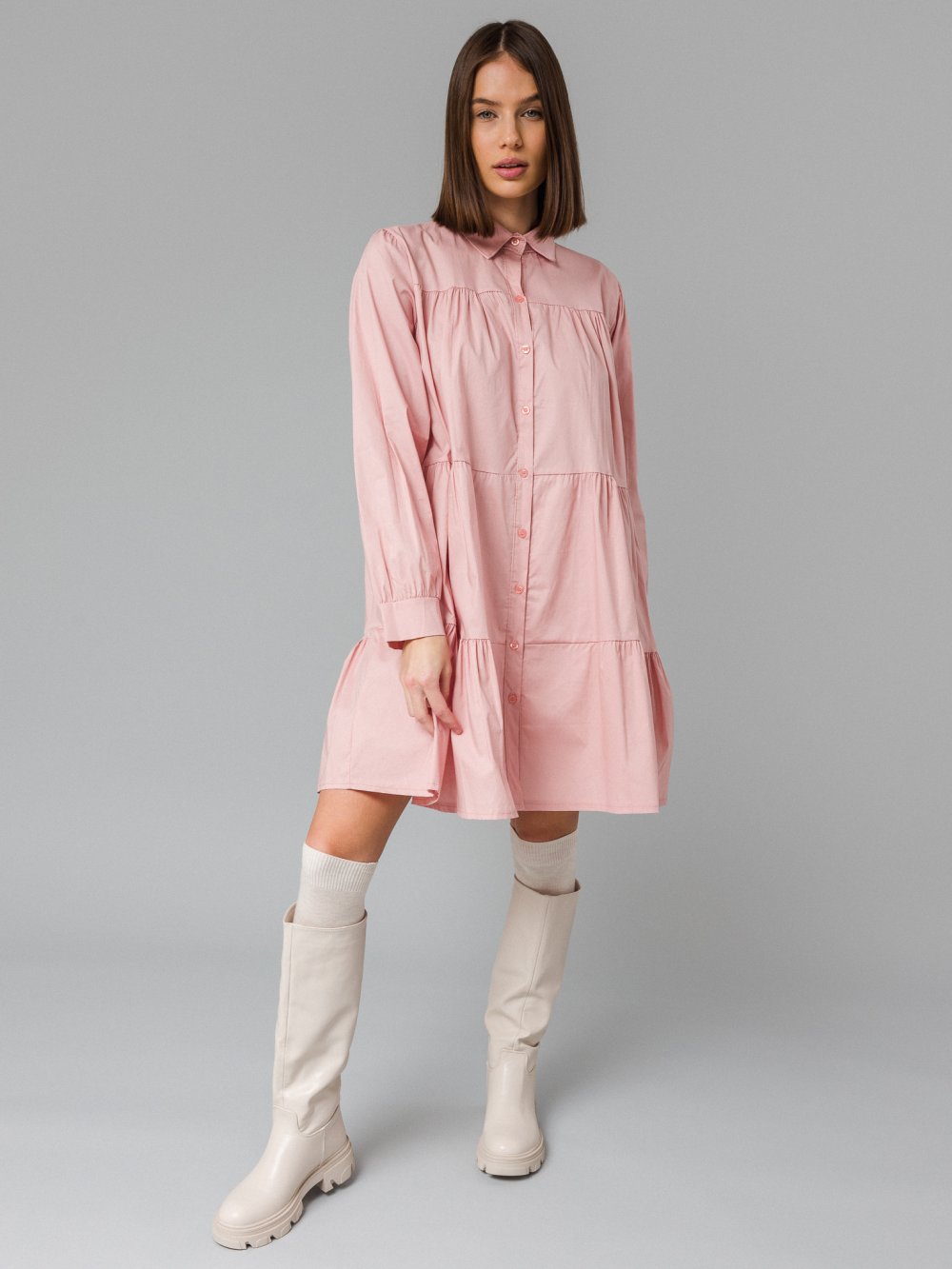 Ružové košeľové šaty Daniele