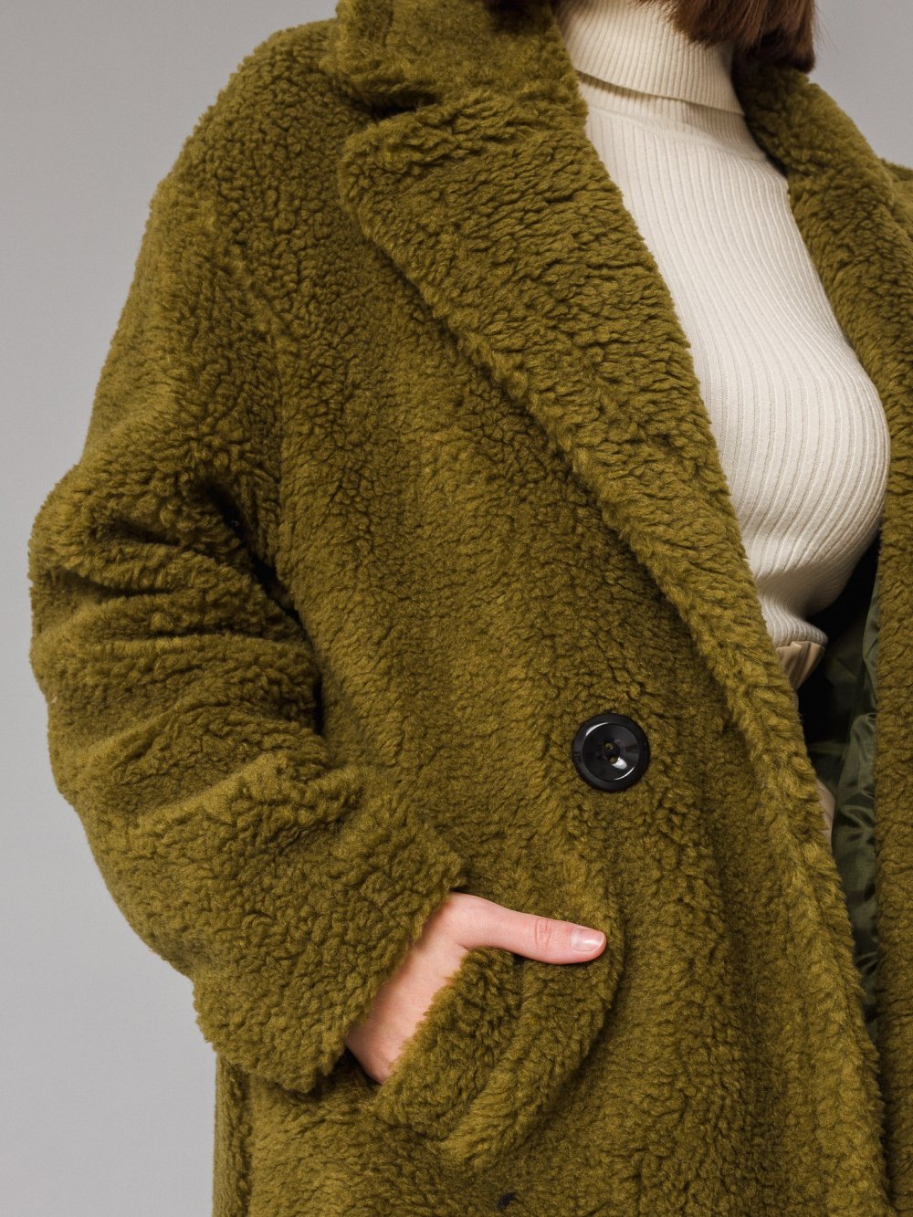 Zelený teddy kabát Alysa