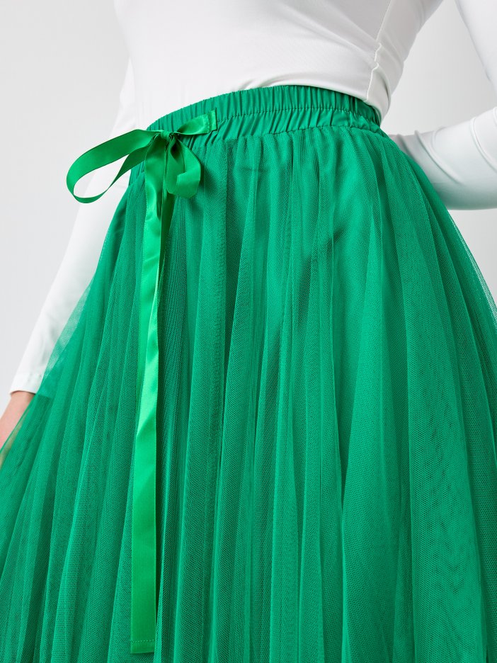 Bright green midi tulle skirt Lia