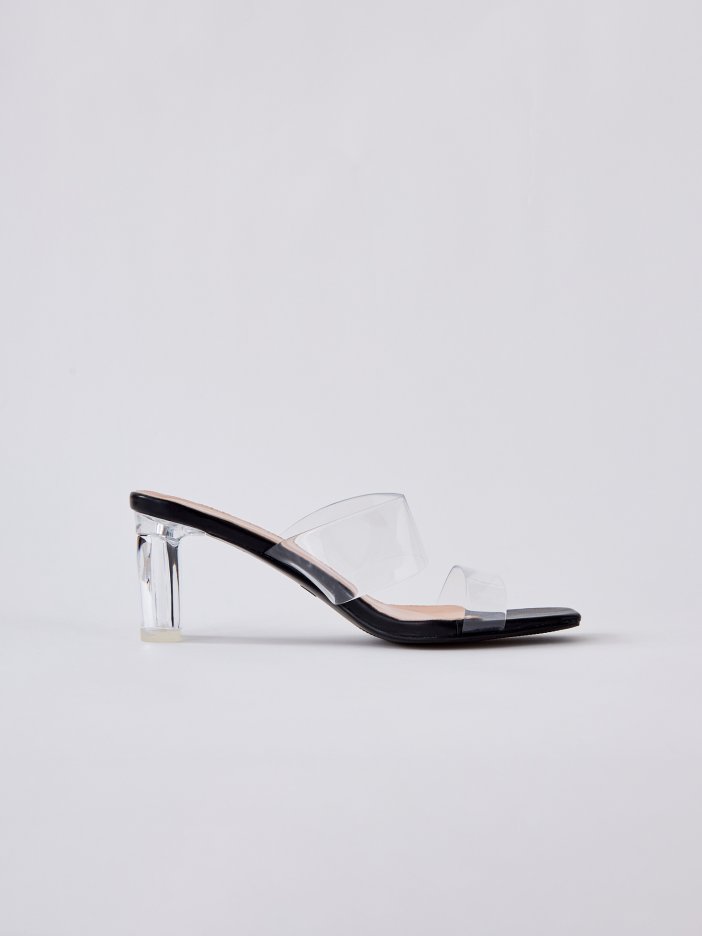 Transparentné čierne sandále Bria