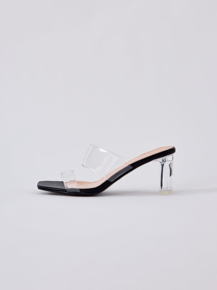 Transparentné čierne sandále Bria