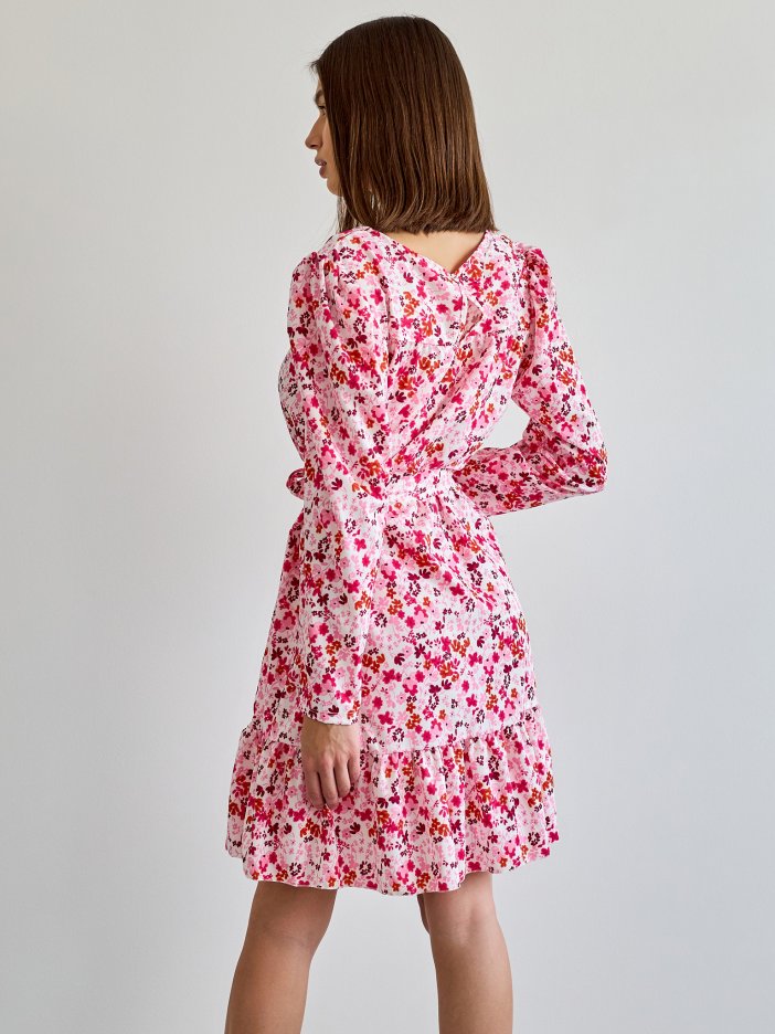 Bielo-ružové kvetované šaty Lea