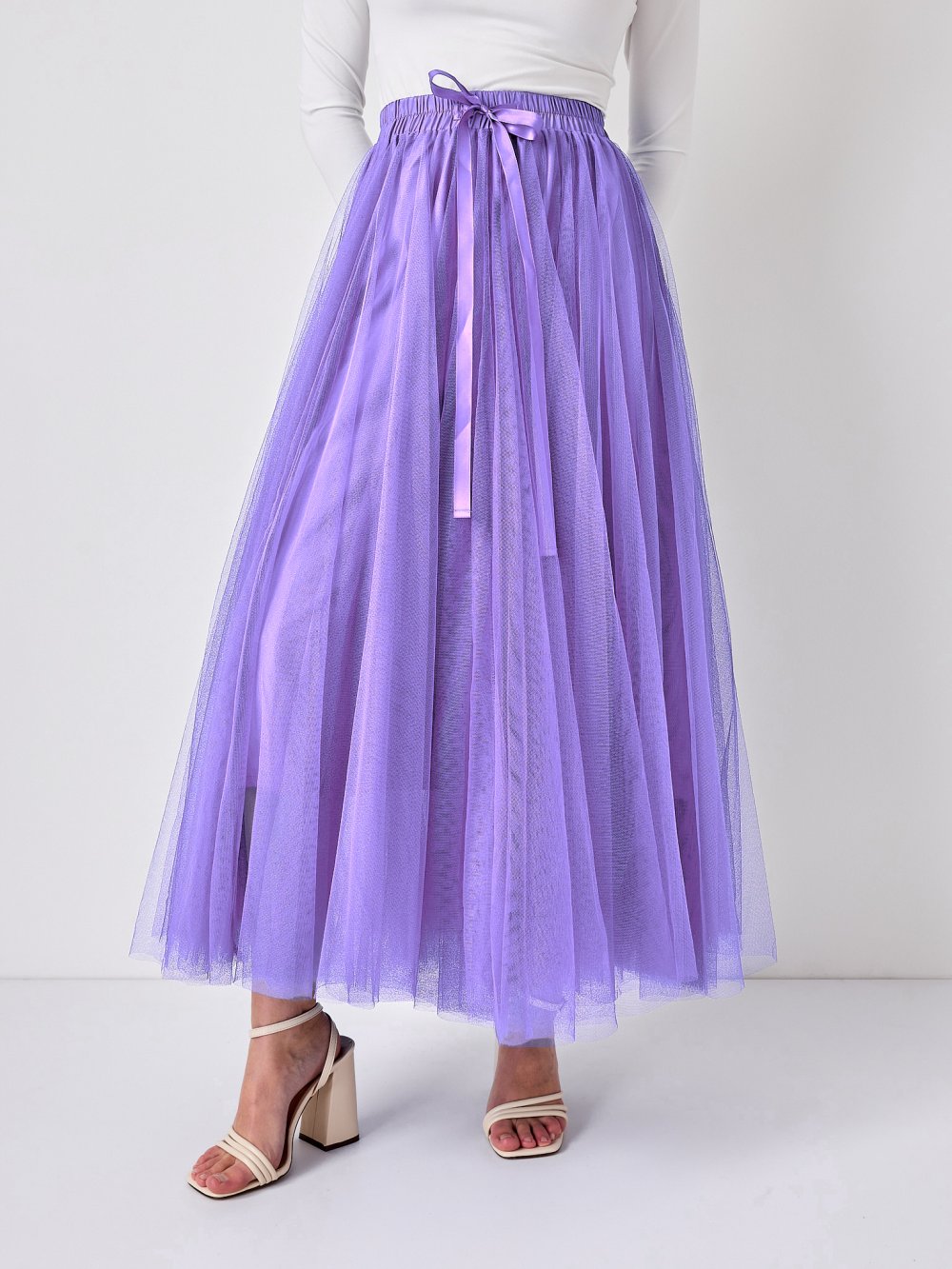 Bledofialová tylová sukňa Lia