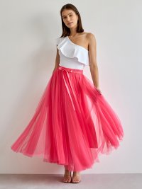 Koralová tylová sukňa Lia