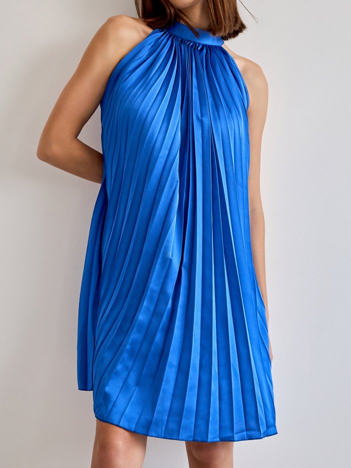Modré plisované šaty Sasha