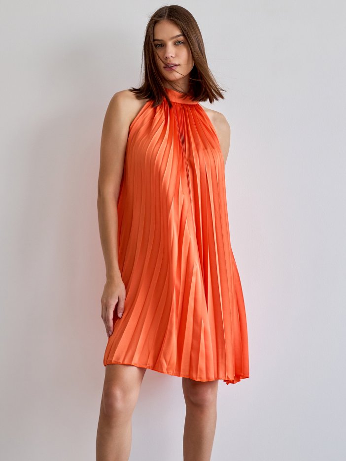 Oranžové plisované šaty Sasha