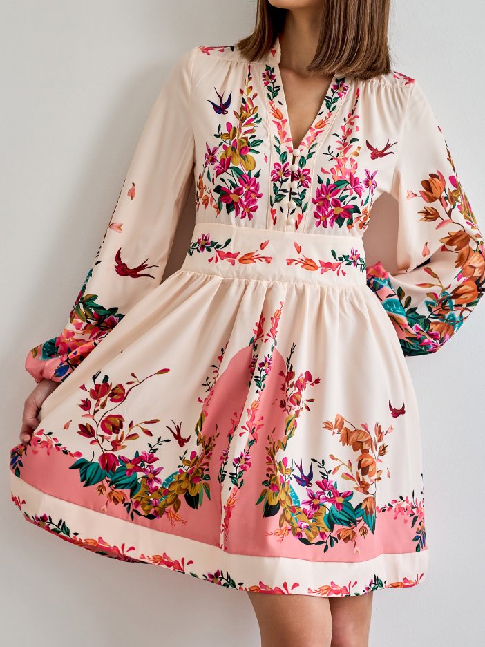 Růžové květované šaty Mischelle