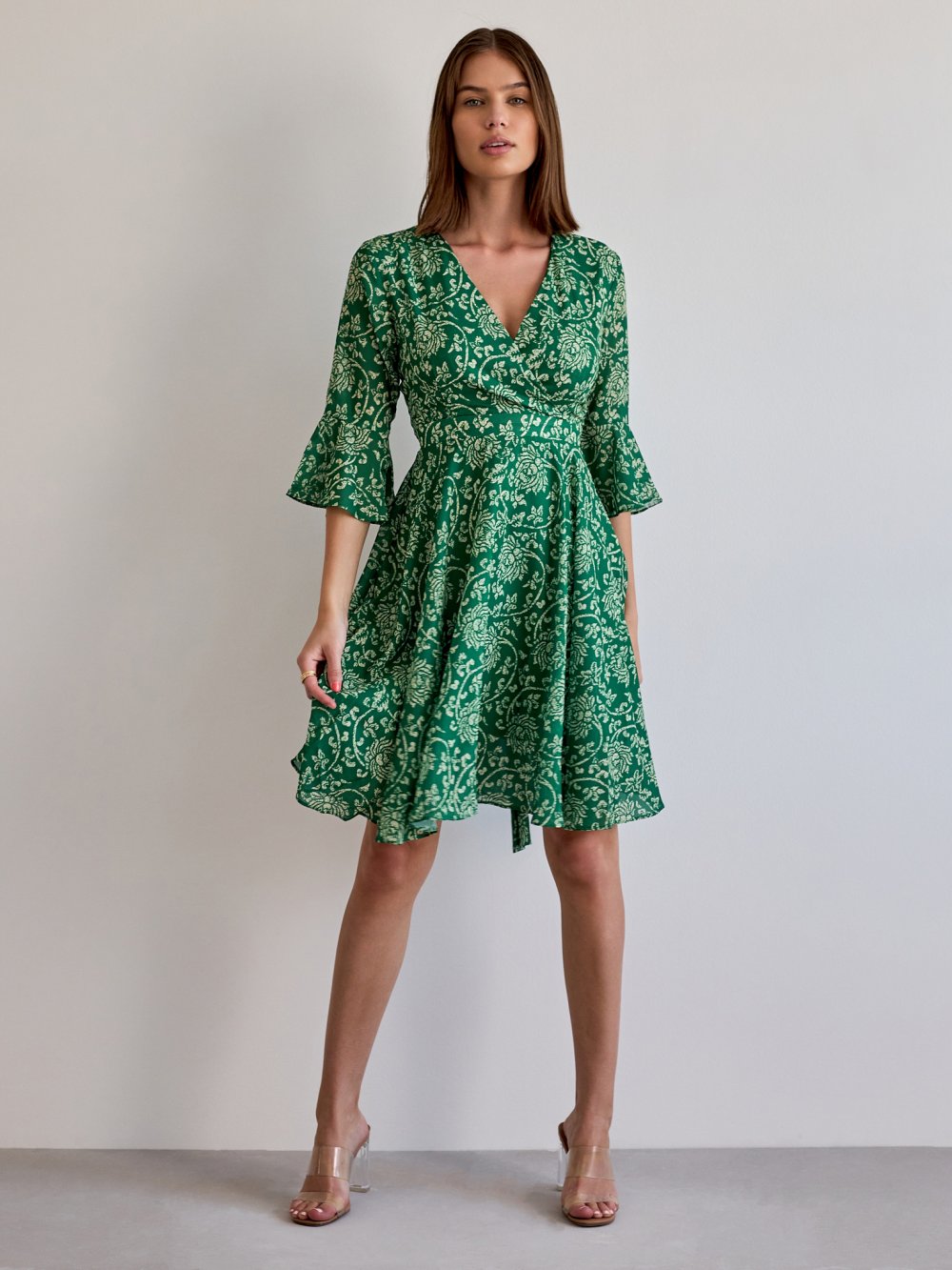 Zelené vzorované šaty Ola