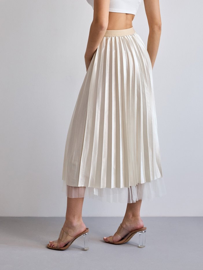 Béžová plisovaná sukně Rilla
