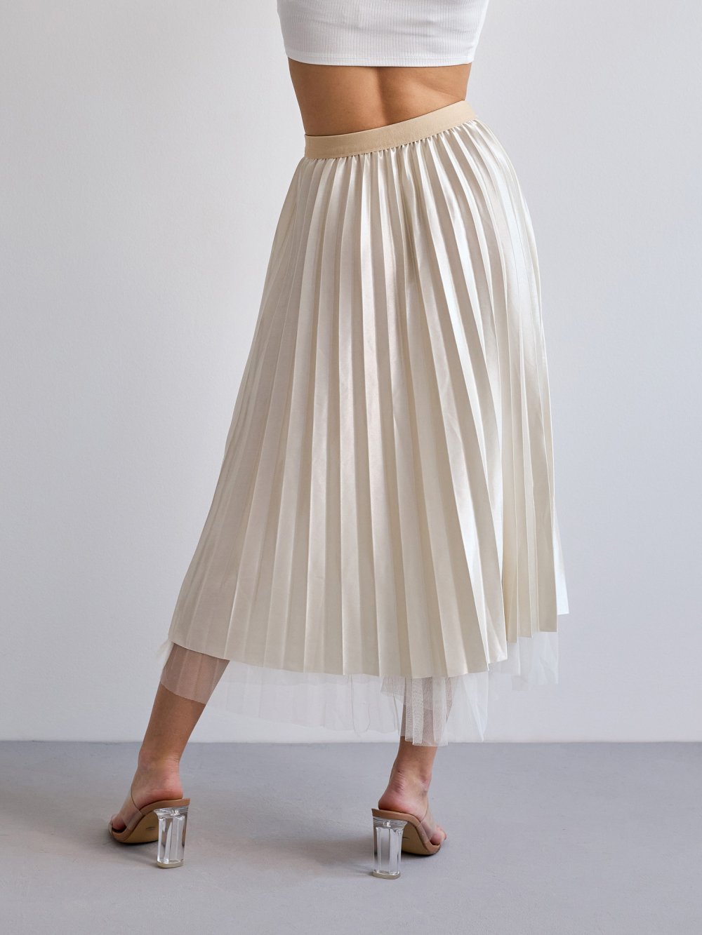 Béžová plisovaná sukně Rilla