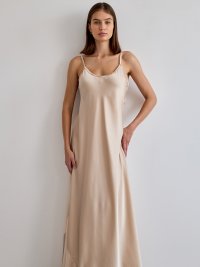 Béžové saténové šaty Melissa