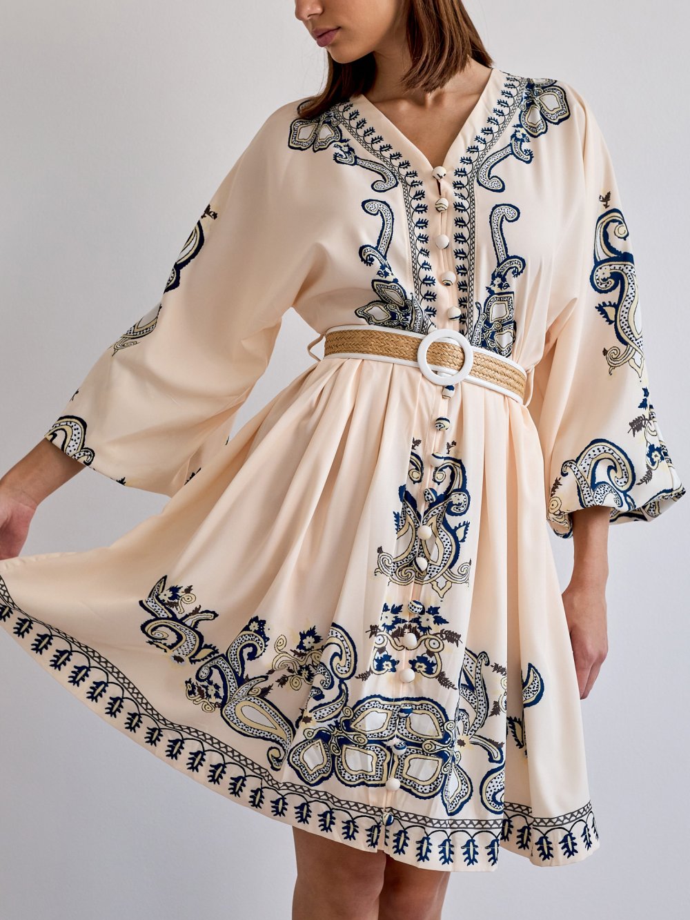 Béžové vzorované šaty Imani