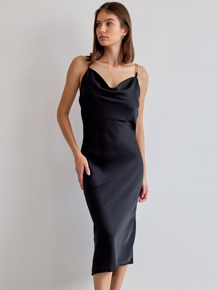 Čierne saténové šaty Donna