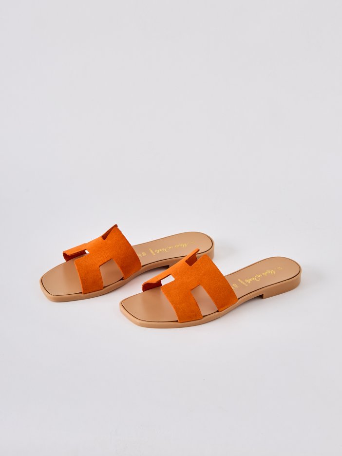 Orange leather slippers Carisa