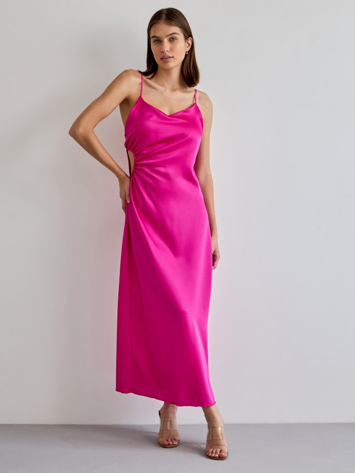 Ružové saténové šaty Delia