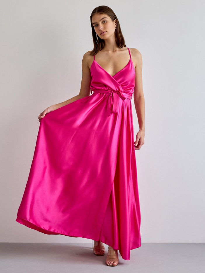Růžové saténové šaty Helda