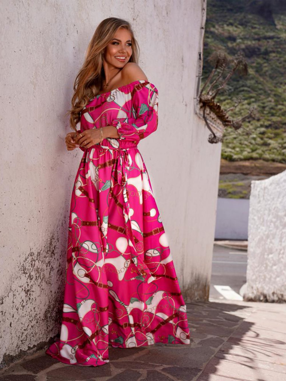 Růžové vzorované šaty Klara