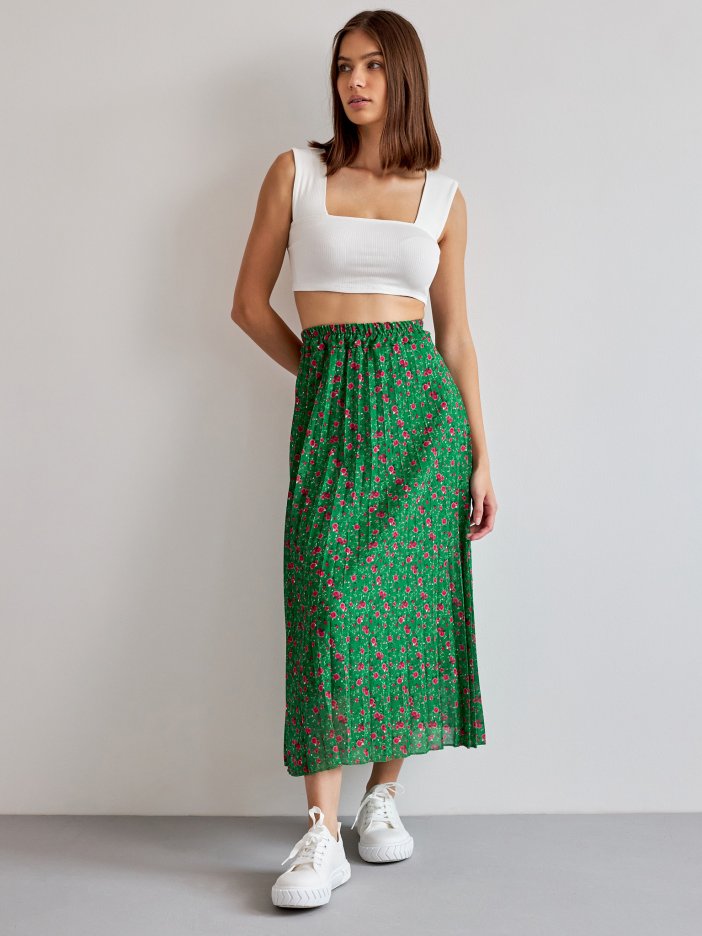 Zelená květovaná sukně Leine