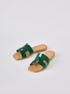 Zelené kožené pantofle Carisa
