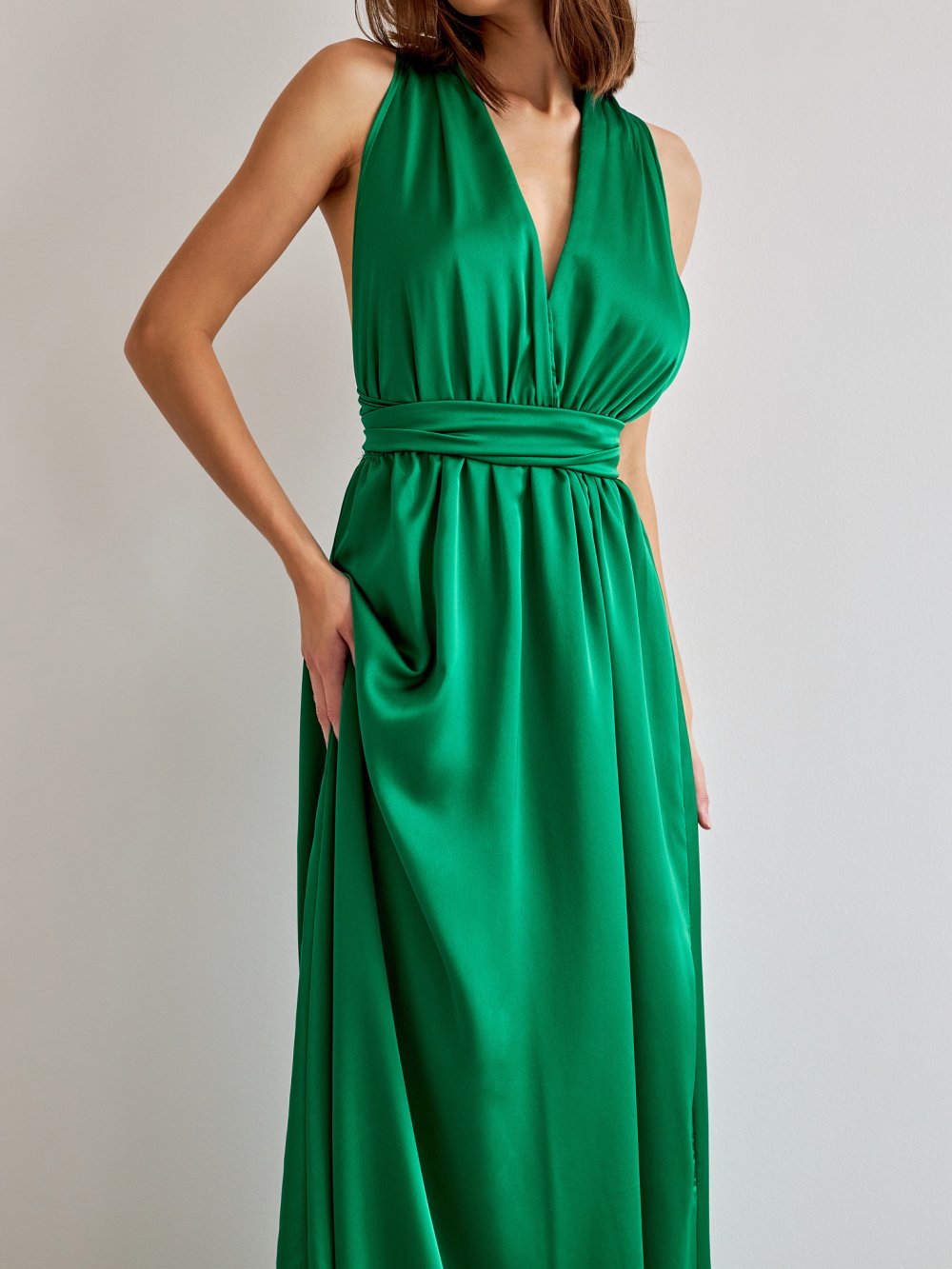 Zelené saténové šaty Nicole