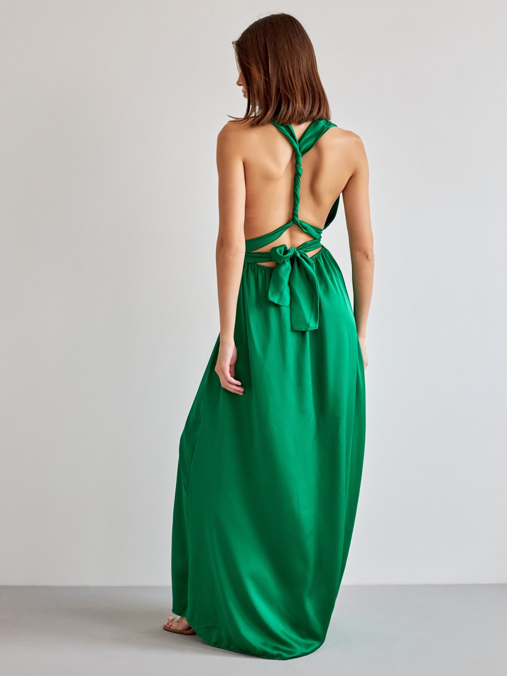 Zelené saténové šaty Nicole
