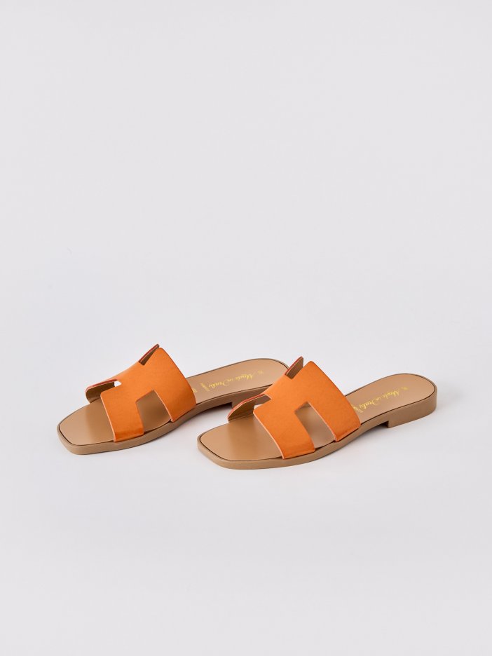 Oranžové matné kožené pantofle Carisa
