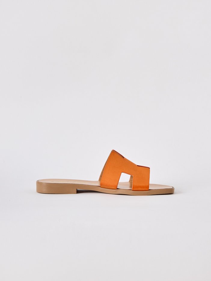 Orange matte leather slippers Carisa