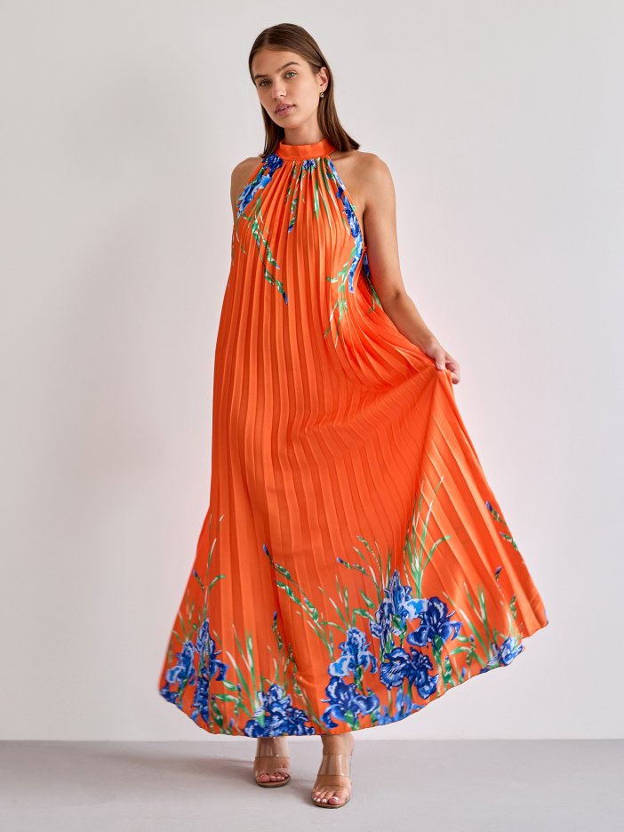 Oranžové plisované šaty Laine