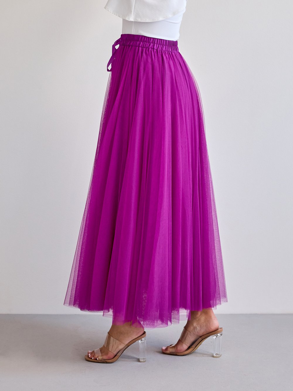 Tmavofialová tylová sukňa Lia