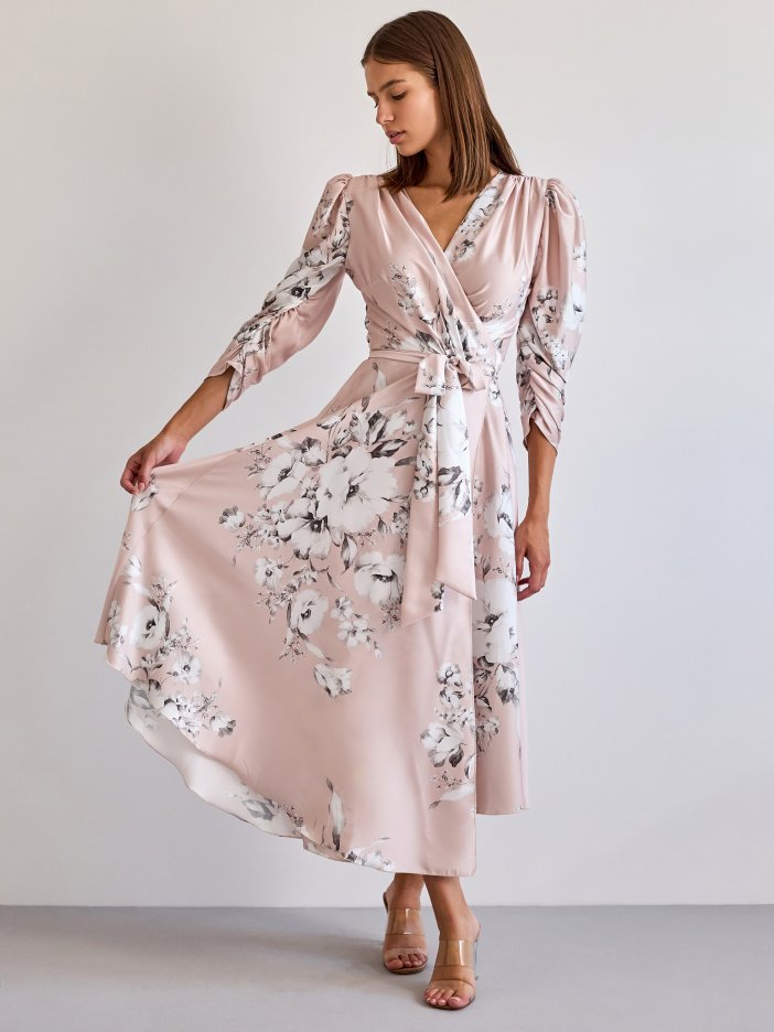 Bledě růžové květované šaty Rosalie