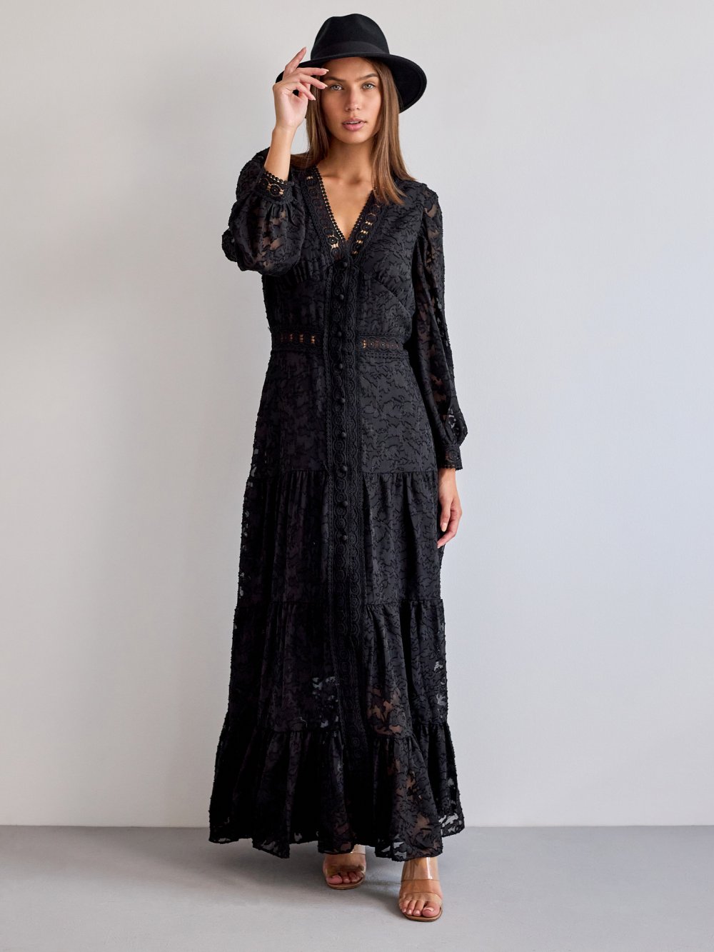 Čierne maxi šaty Alina